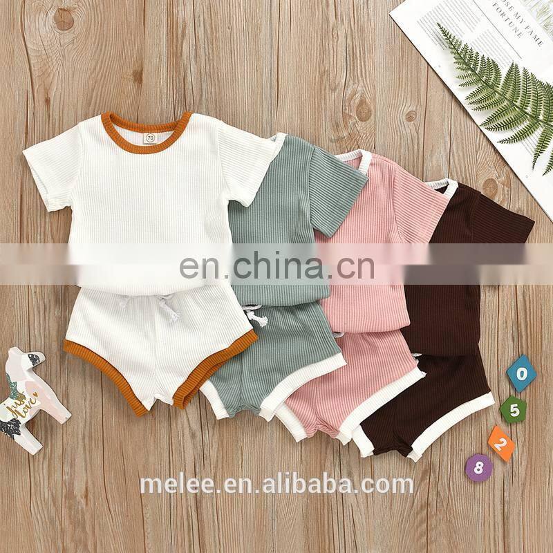 RST Short Sleeve Tops T-shirt + Shorts Pants set Ribbed Solid Outfits baby boys' clothing sets kids clothing