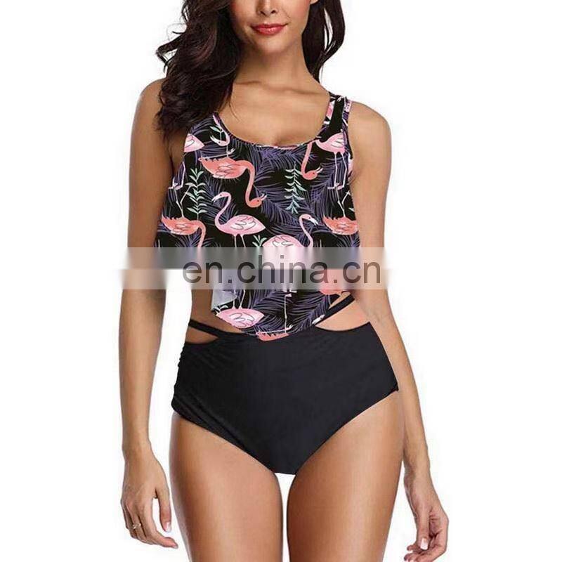 2019 New Sexy Women Bikini Set Mujer Ruffle Floral Printed Swimsuit Push Up High Waist Bikini Biquinis Brazilian Swimwear Summer