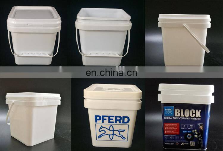 white blue 8 liter square plastic bucket for food use