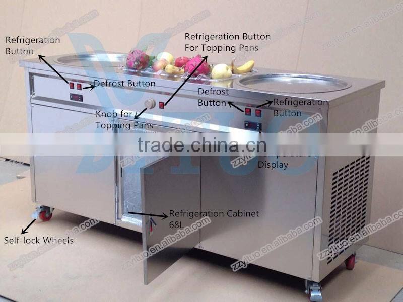 YT-F800 Fruit Rolled Thailand Fry Ice Cream Machine, Fried Ice Cream Machine