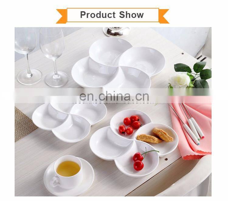 New Arrival Elegant White Color 4 Grids Ceramic Plate for Breakfast