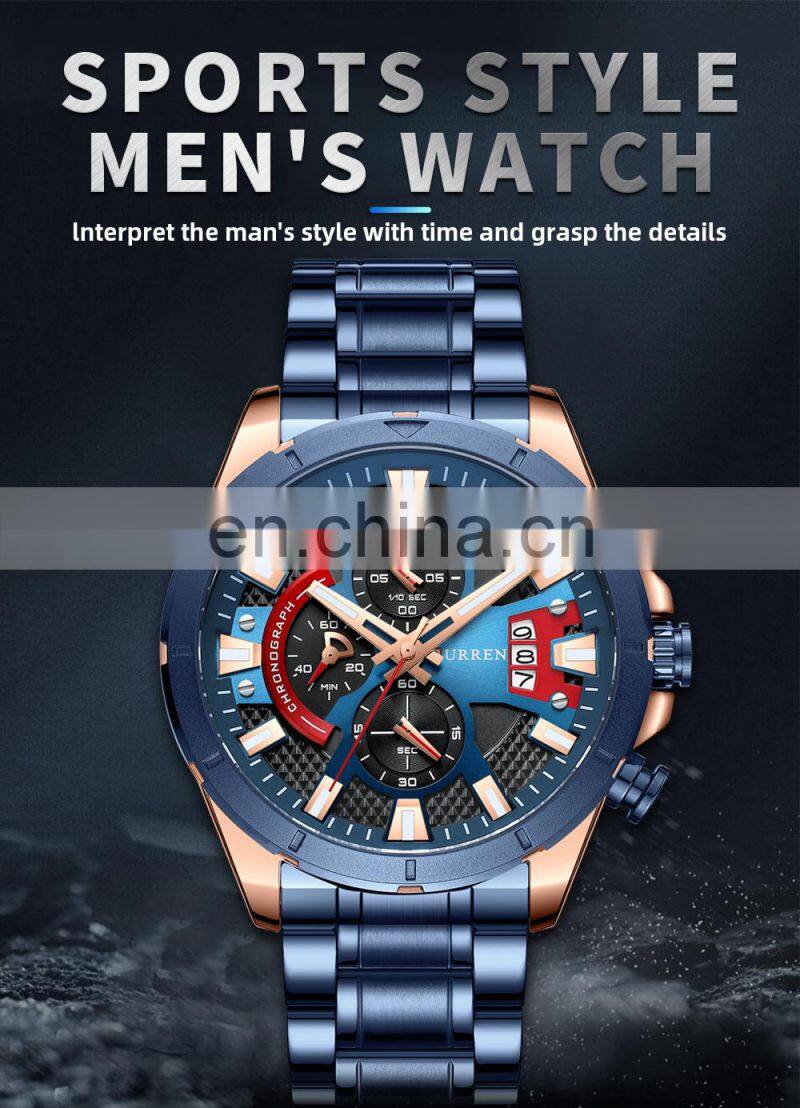 CURREN 8401 New Model Fashion Stainless Steel Men Quartz Watches Waterproof Men Wrist Watch