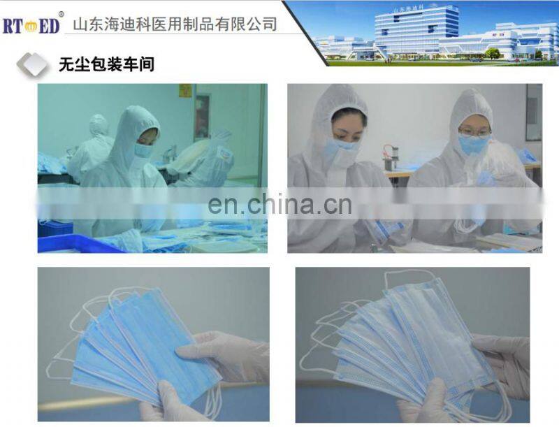 Disposable medical surgical face mask TYPE IIR 3ply earloop non-woven CE exporting white list EN14683:2019