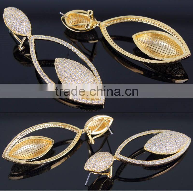 Elegant Big Party Jewelry Bling Deluxe Micro Pave Setting CZ Women Dressed Earrings