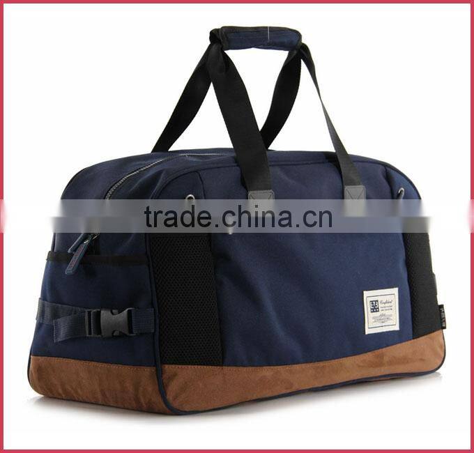 fashion cotton fabric travel duffle bag nubuck leather MOQ 500 pieces from Bag factory China