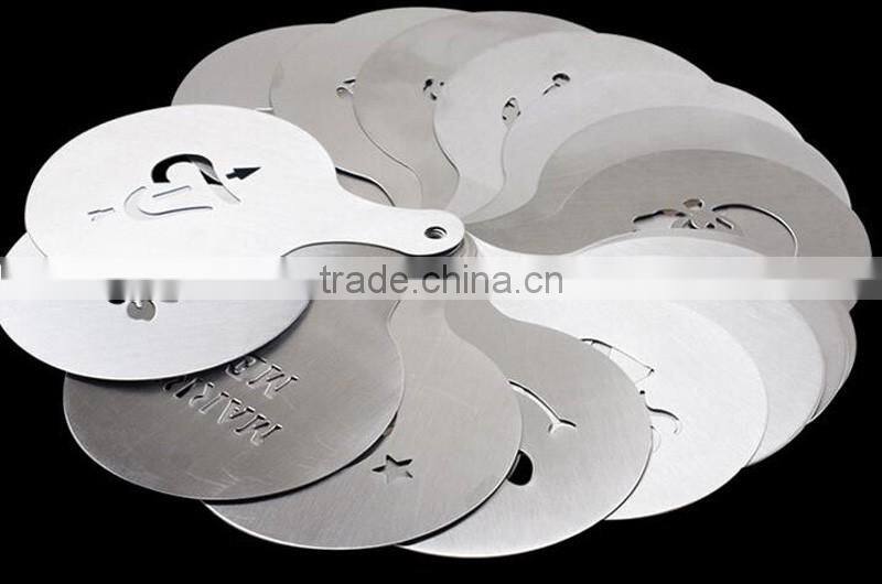 2015 Best selling wholesale custom high quatity stainless steel Coffee Stencil