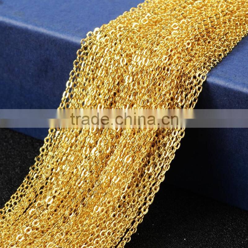 30 inch Full Roll Brass Flat Cable Chain Oval Link Bulk with Connectors, Fashion Jewelry Cable Chain