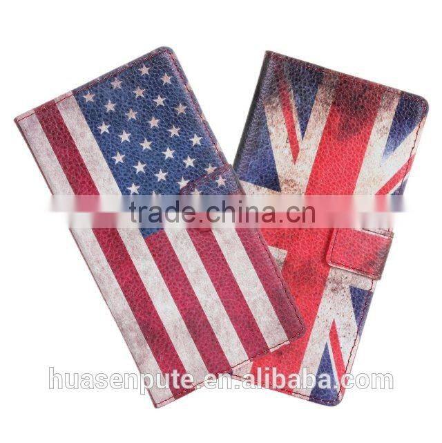 Hot sell !!! Retro UK/US Flag Flip Leather Cover Case for HTC One M7