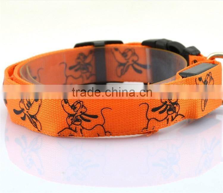 Cute Cartoon Dog LED Nylon Pet Dog Cat Collar Night Safety LED Light-up Flashing Glow in the Dark Lighted Dog Collars
