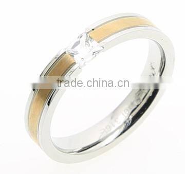 Stainless Steel Lathe Gold Plated Tension Setting Rings With Zircon