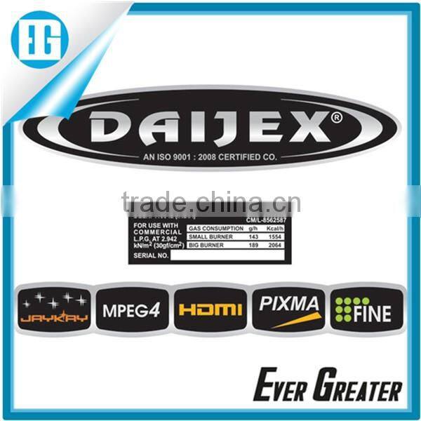 custom furniture label, aluminum sticker 3M tape metal sticker aluminum badge