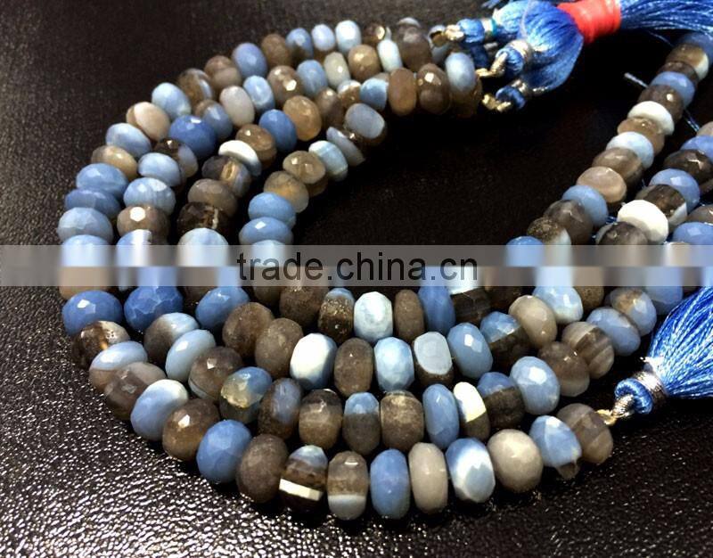 SEMI PRECIOUS NATURAL AMAZONITE 7MM-8MM FACETED LOOSE BEADS RONDELLE BEADS, AMAZONITE BEADS