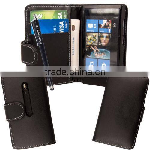 For Nokia lumia 800 stylish book side card holder wallet flip case cover