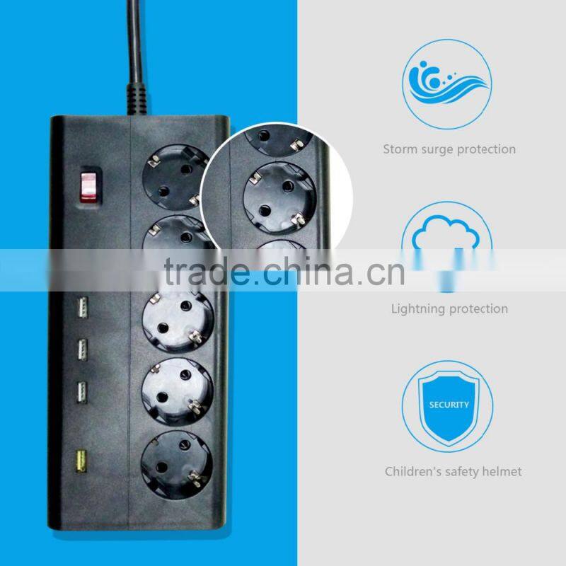 new arrival Euro 5 outlet electrical distribution board with usb port FC3.0 high speed charger surge protection