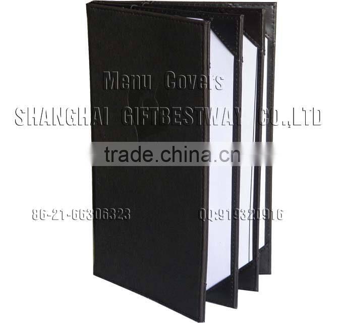 4 folder PU leather menu cover leather menu holder