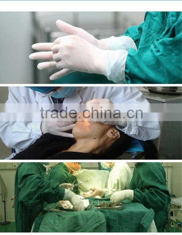 Cheap medical grade powder or powder free latex surgical gloves,packing 1pair/pouch