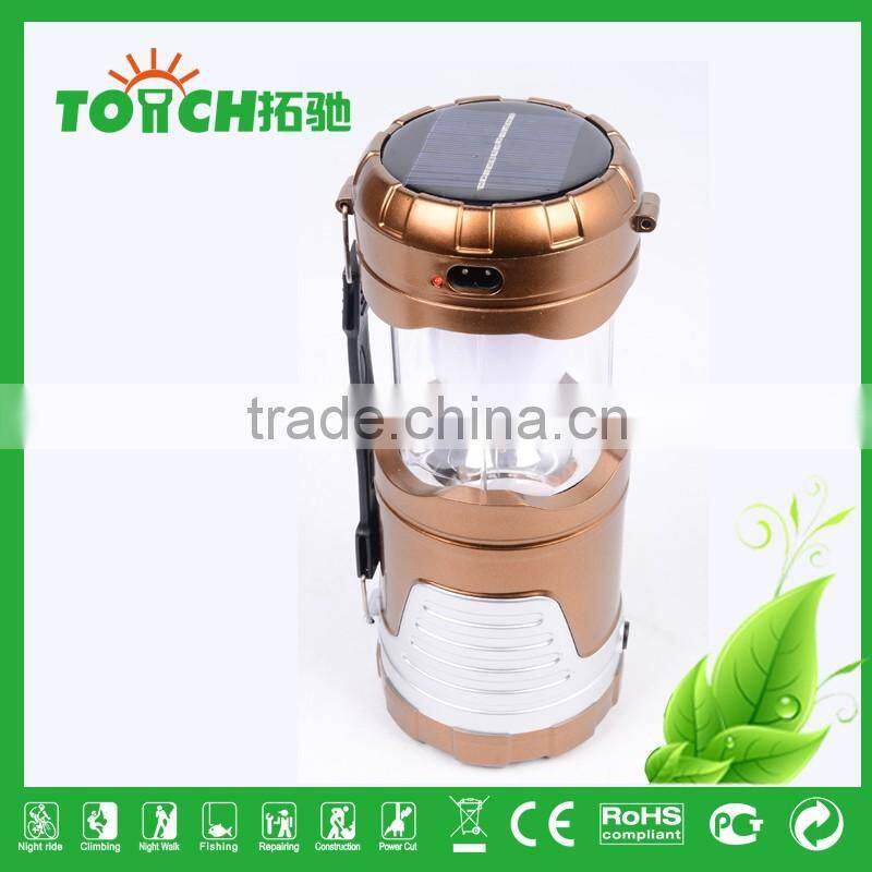 New Product Promotion Solar Rechargeable LED Lantern Flashlight Camping Light with 3w Flashlight Outdoor Camping Lamp