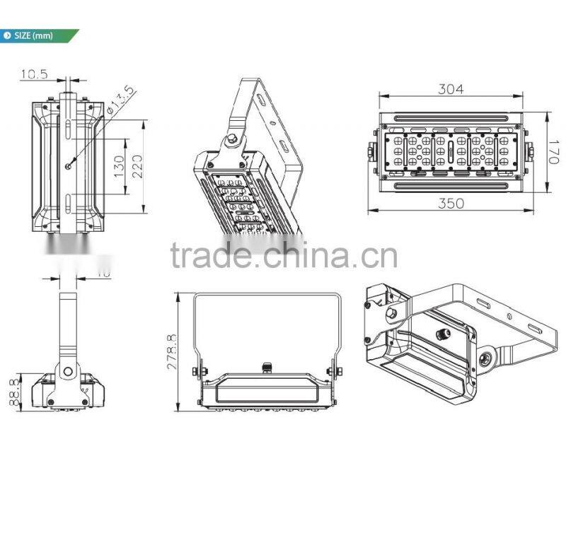 Adjustable Bracket CE Rohs Meanwell Driver 100-140lm/W Different Beam Angle Modular Design 40W Outdoor LED Tunnel Lamp