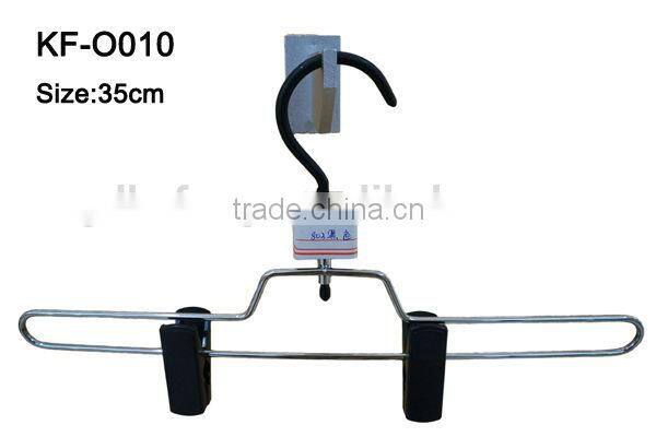 Metal pants hanger with plastic clip