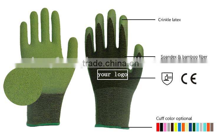 Wholesale Seamless Knitted Comfortable & Breathable Non Slip Grip Latex Palm Coated Bamboo Fiber Safety Gloves For Working
