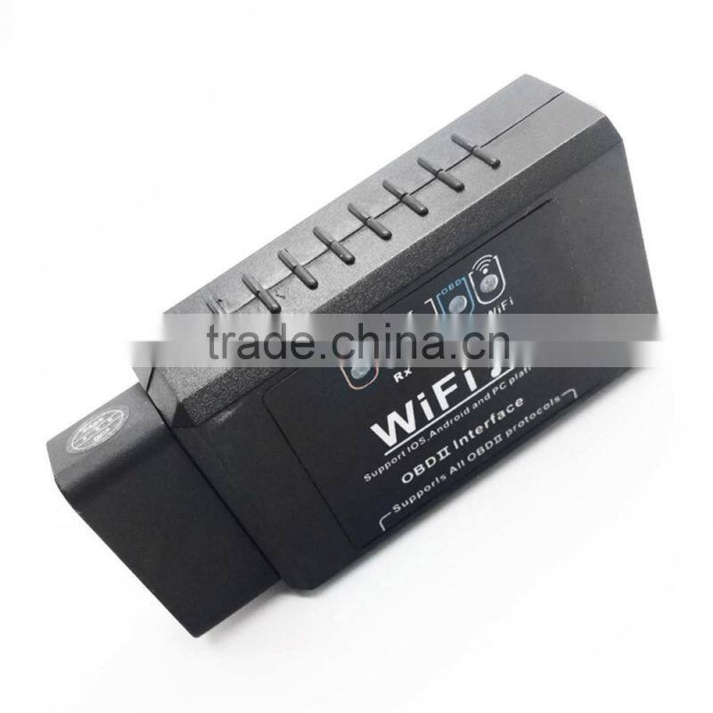 Black WiFi Elm 327 OBD2 V1.5 for Android Ios Auto Diagnostic Scanner