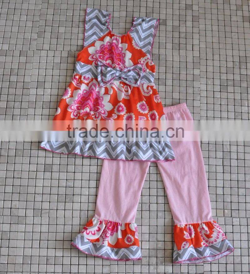 2016 wholesale toddler girls chevron star polka dot child sleeveless 4th of July boutique sets