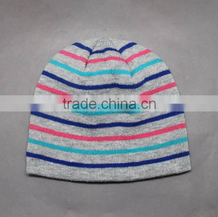 CUSTOM RED AND WHITE STRIPED BEANIE HAT WITH EMBROIDERY
