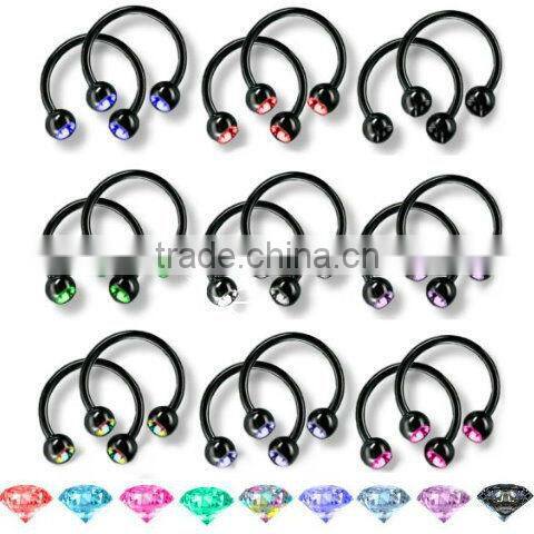 Circular Barbell Lip Piercing With Crystal Body Piercing Jewelry