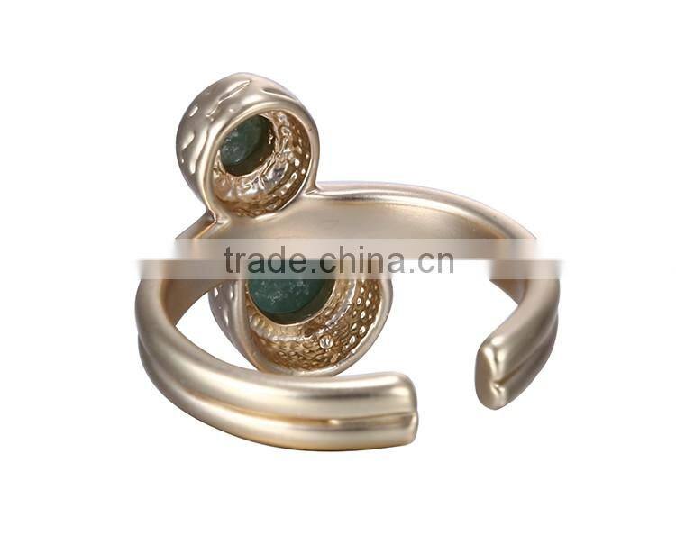 geometric jewelry golden copper adjustable green stone finger rings men's jewelry