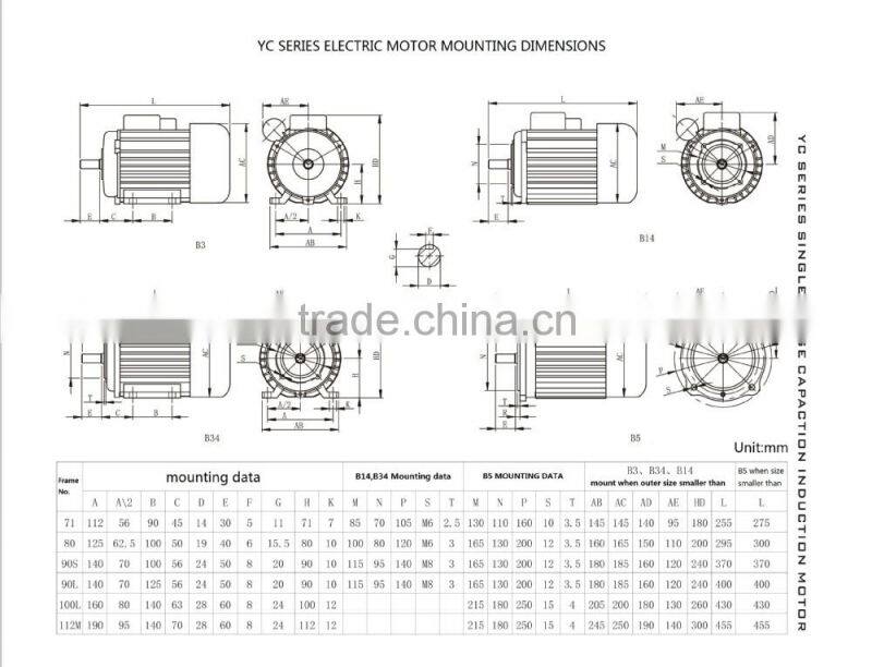 YC 90L-2 ac electric motor 220v