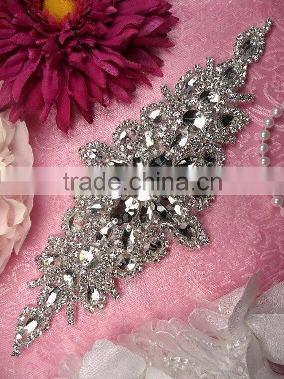Bridal beaded rhinestone appliques to sew for wedding dresses and iron on rhinestones appliques wholesale