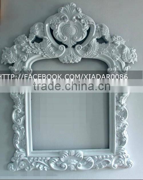 xkh 107 European style decorative white antique resin bedroom wall mirror