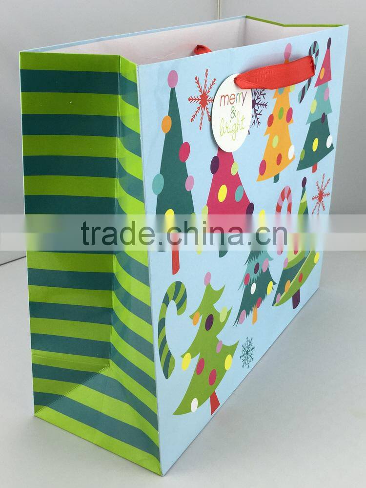 Christmas Gift Bag with Red satin Ribbon Paper Gift BAG set