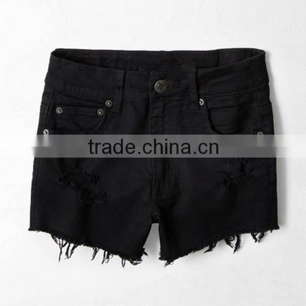 black sexy jean shorts for women distressed wholesale short jeans JXY057