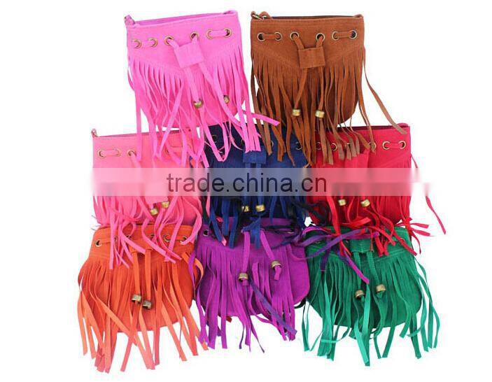 High Quality Colorful Suede Tassel Bag