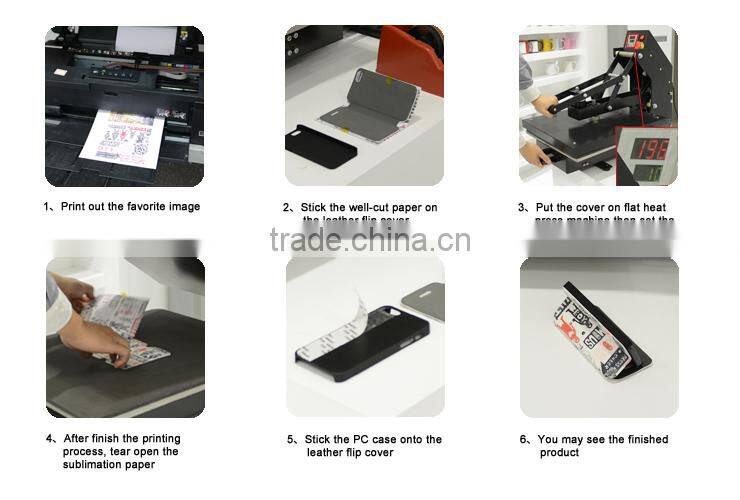 phone flip leather cover/Sublimation leather phone cover for heat press machine/mobile phone leather cover for Samsung S4