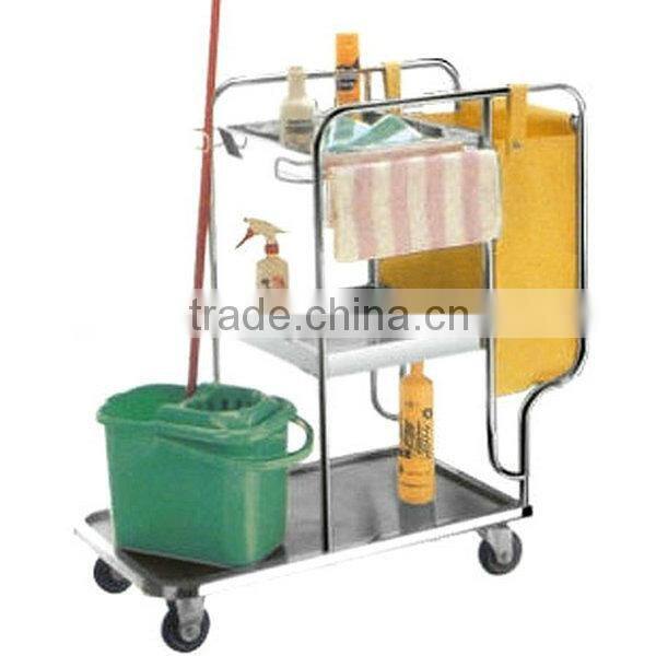 Multi Layers Stainless Steel Clean Service Trolley,Kitchen Wheel Clean Trolley with Mops