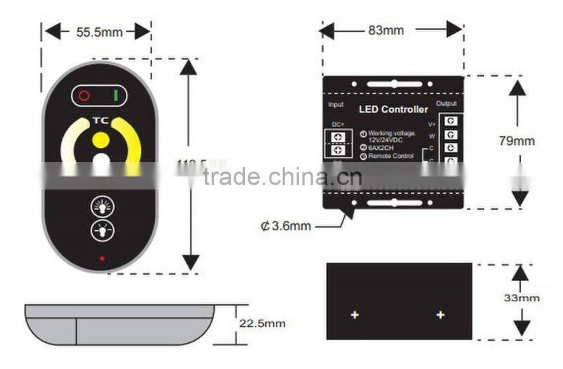 Hot sale 18A 433mhz Touching Remote LED CCT Controller