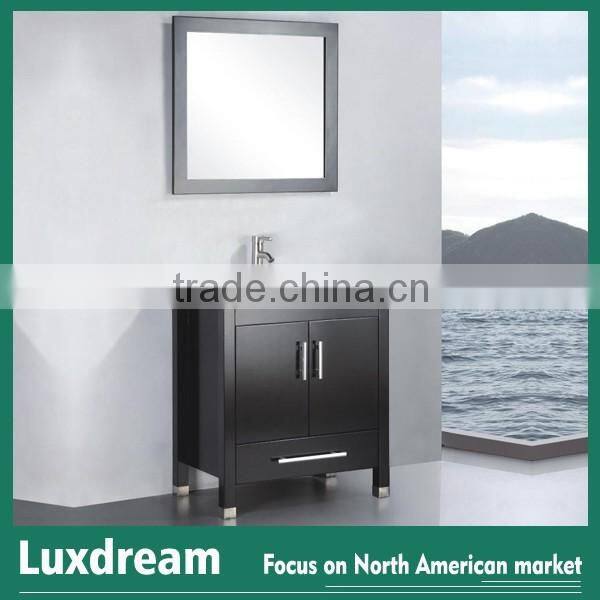 Customized espresso matte solid wood cabinet used bathroom vanity