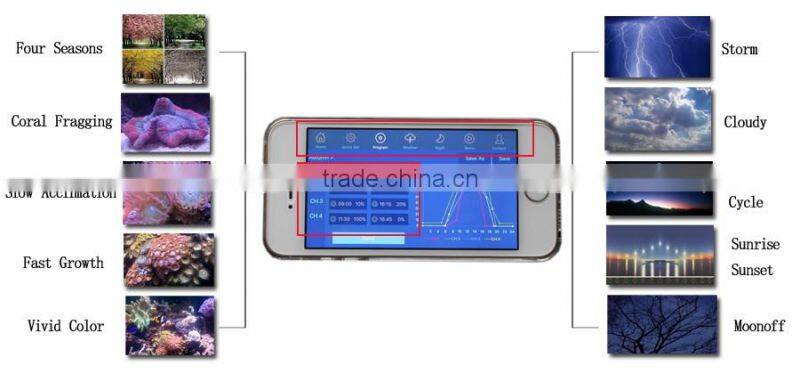 300W Dimmable Full Spectrum LED Aquarium Lights Marine Reef Coral SPS/LPS Lamp WIFI Remote Control, Android IOS Support, Sunrise