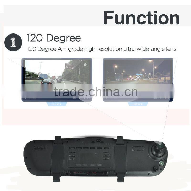 Rear camera mirror car dvr with gps tracking system