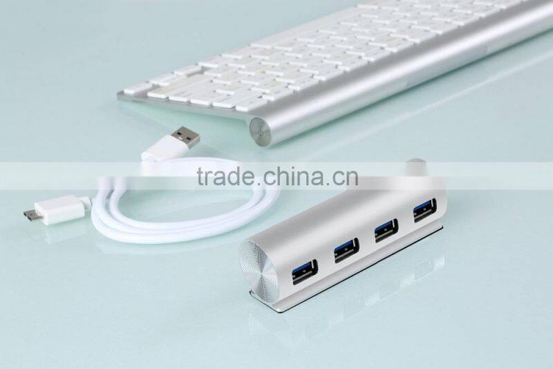 Aluminum alloy usb3.0 4 por hub driver download high speed with blue led indicators