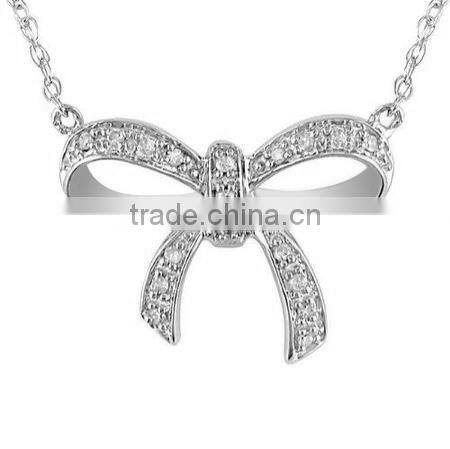 Floating ribbon diamond ball pendant necklace