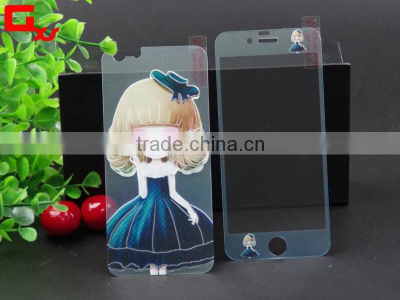 beautiful cartoon mobile phone protective case front and back tempered glass screen protector for iphone 5