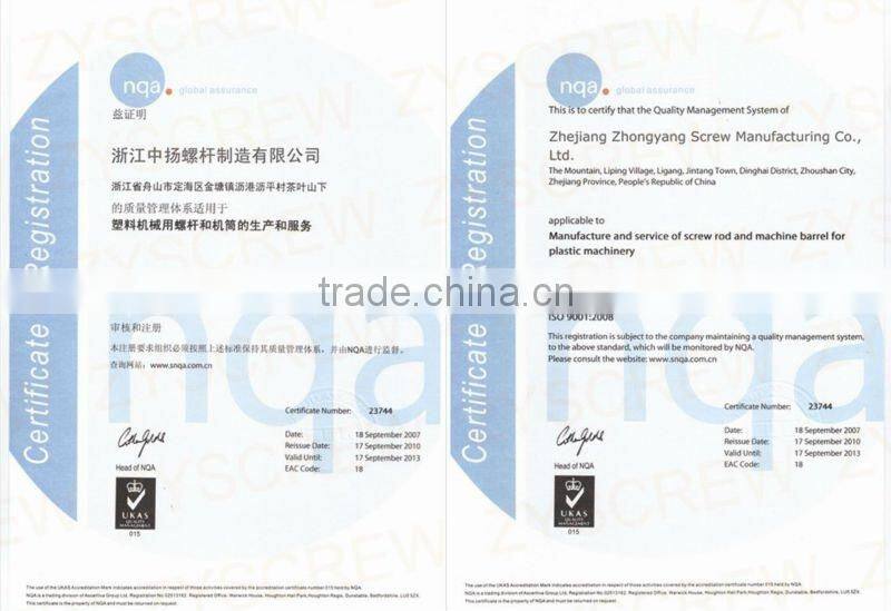 screw and barrel for rubber extruder machine/ cold feed, hot feed, pin screw and barrel