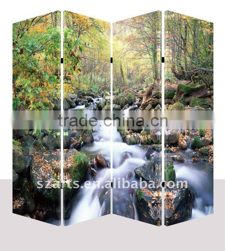 beautiful scenery 4 panels painted room divider
