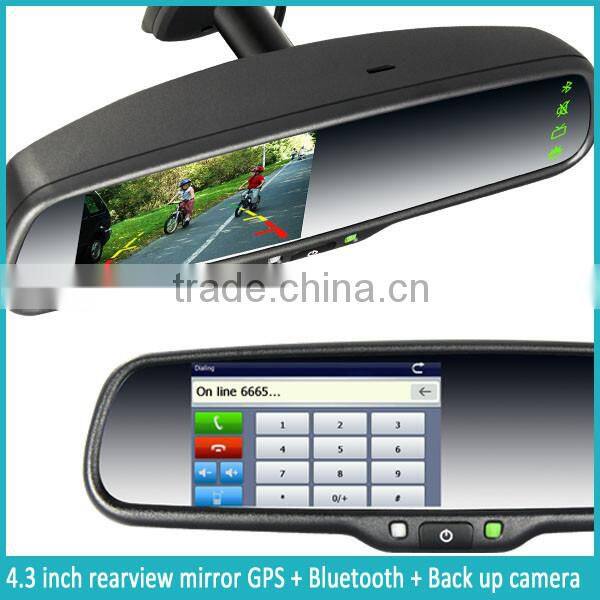 WINCE gps navigator car rear view mirror with bluetooth speaker car handsfree kit with auto brightness adjustable