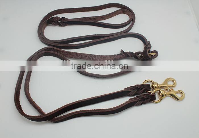 Two dog leashes genuine leather leash