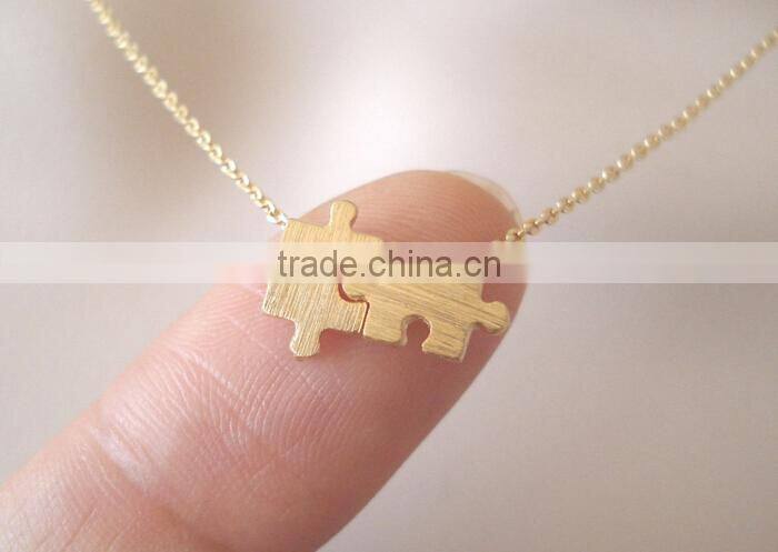 Gold puzzle necklace simple handmade jewelry everyday bridal jewelry bridesmaid gift best friends gift