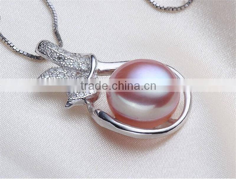2016 New Pearl Jewelry,100% Genuine Sterling Silver Jewelry For Women Gift Natural Freshwater Pearl Pendant Necklace